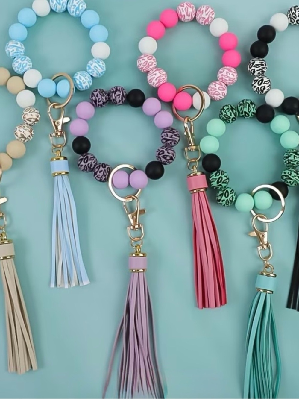 Beaded Wristlet Keychain with Tassel pk 1